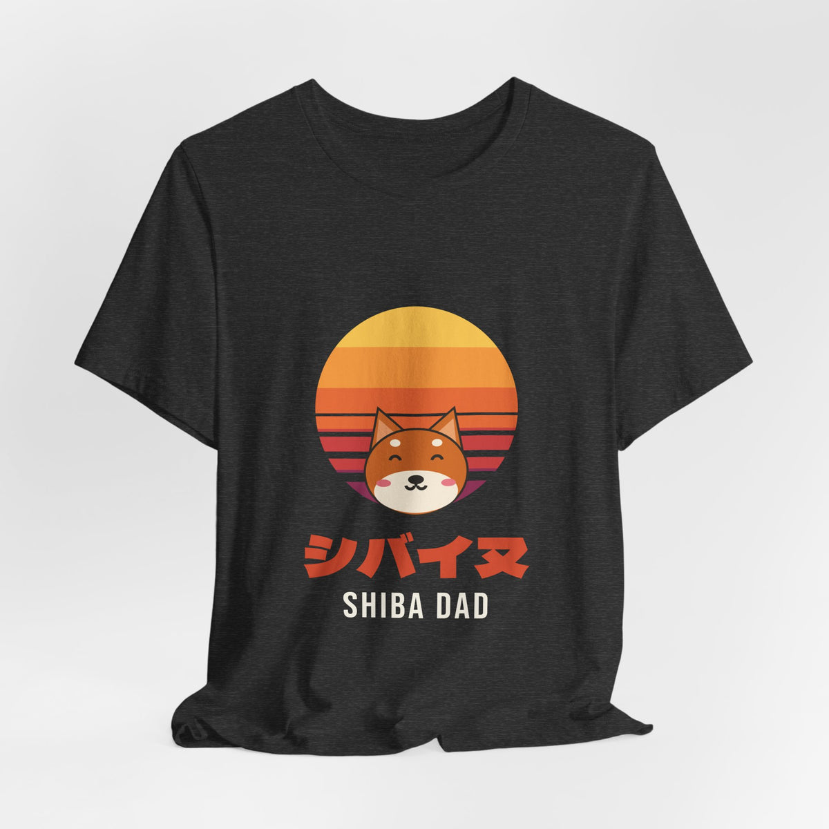Shiba Dad Shirt, Retro Sunset Shiba Inu Tee, Japanese Katakana Dog T-Shirt, Shiba Owner Gift for Him