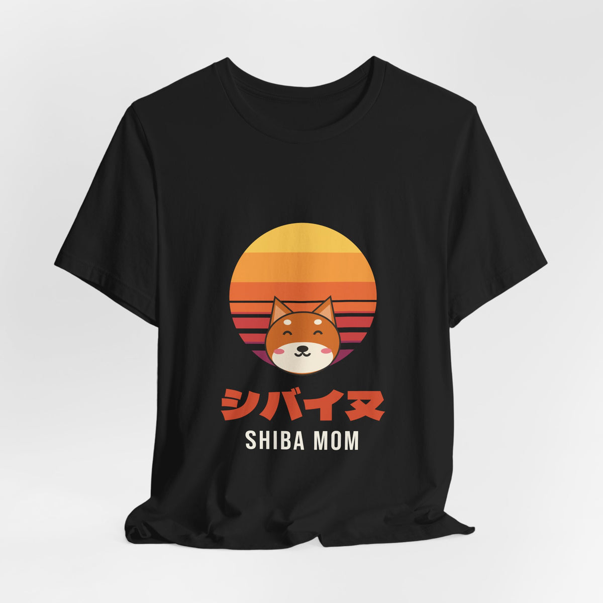 Shiba Mom Shirt, Retro Sunset Shiba Inu Tee, Japanese Katakana Dog T-Shirt, Shiba Owner Gift