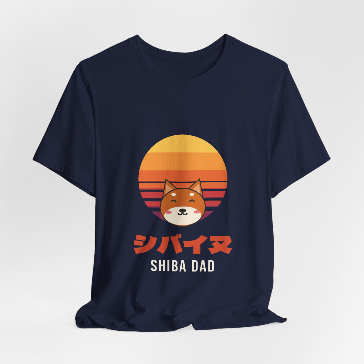 Shiba Dad Shirt, Retro Sunset Shiba Inu Tee, Japanese Katakana Dog T-Shirt, Shiba Owner Gift for Him