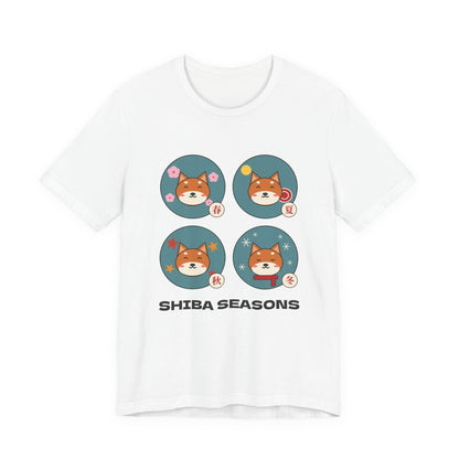 Shiba Inu Four Seasons Shirt, Japanese Sakura Shiba T-Shirt, Cute Shiba Inu Gift, Kawaii Japan Dog Tee
