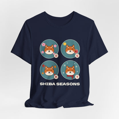 Shiba Inu Four Seasons Shirt, Japanese Sakura Shiba T-Shirt, Cute Shiba Inu Gift, Kawaii Japan Dog Tee