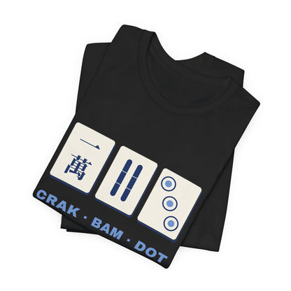 Crak Bam Dot Mahjong T-Shirt, American Mahjong Gift for Her, Blue White Mahjong Tile Tee, Game Night Shirt