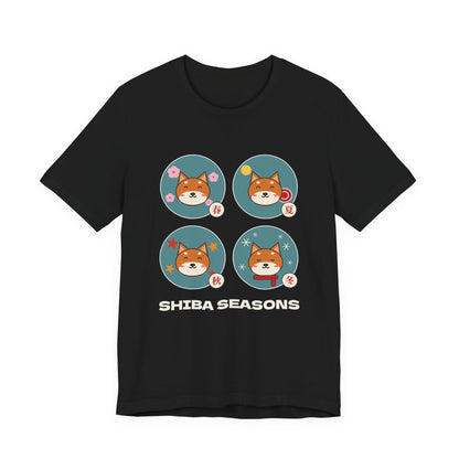 Shiba Inu Four Seasons Shirt, Japanese Sakura Shiba T-Shirt, Cute Shiba Inu Gift, Kawaii Japan Dog Tee