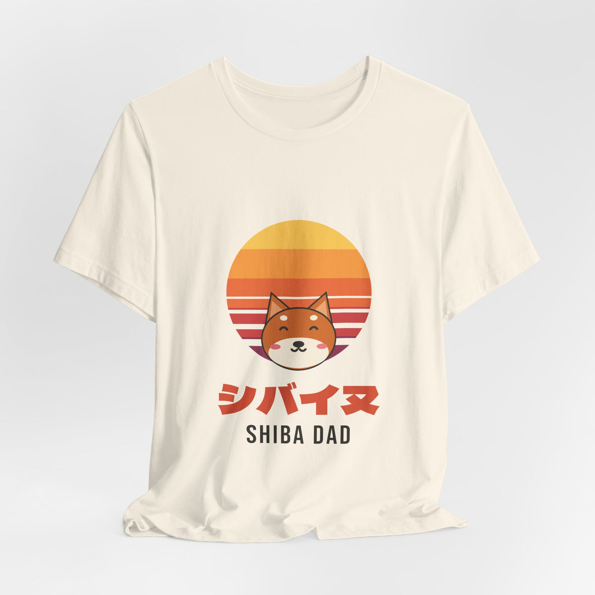 Shiba Dad Shirt, Retro Sunset Shiba Inu Tee, Japanese Katakana Dog T-Shirt, Shiba Owner Gift for Him
