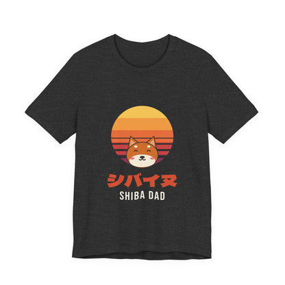 Shiba Dad Shirt, Retro Sunset Shiba Inu Tee, Japanese Katakana Dog T-Shirt, Shiba Owner Gift for Him