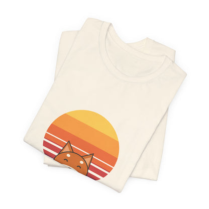 Shiba Dad Shirt, Retro Sunset Shiba Inu Tee, Japanese Katakana Dog T-Shirt, Shiba Owner Gift for Him