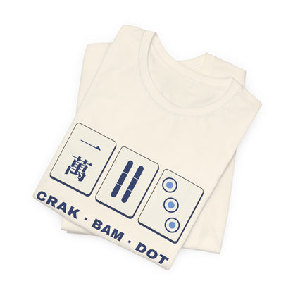Crak Bam Dot Mahjong T-Shirt, American Mahjong Gift for Her, Blue White Mahjong Tile Tee, Game Night Shirt