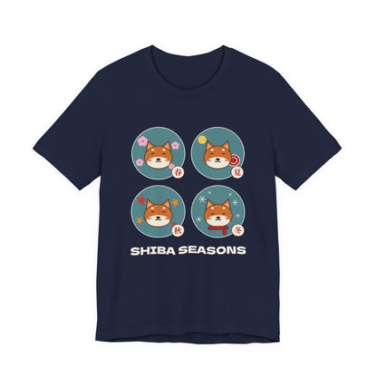 Shiba Inu Four Seasons Shirt, Japanese Sakura Shiba T-Shirt, Cute Shiba Inu Gift, Kawaii Japan Dog Tee
