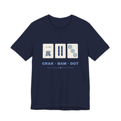 Crak Bam Dot Mahjong T-Shirt, American Mahjong Gift for Her, Blue White Mahjong Tile Tee, Game Night Shirt