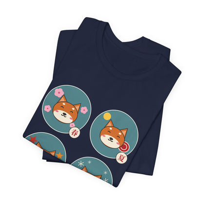 Shiba Inu Four Seasons Shirt, Japanese Sakura Shiba T-Shirt, Cute Shiba Inu Gift, Kawaii Japan Dog Tee