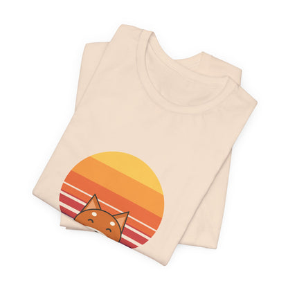 Shiba Dad Shirt, Retro Sunset Shiba Inu Tee, Japanese Katakana Dog T-Shirt, Shiba Owner Gift for Him