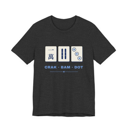 Crak Bam Dot Mahjong T-Shirt, American Mahjong Gift for Her, Blue White Mahjong Tile Tee, Game Night Shirt