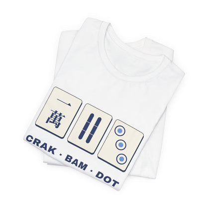 Crak Bam Dot Mahjong T-Shirt, American Mahjong Gift for Her, Blue White Mahjong Tile Tee, Game Night Shirt