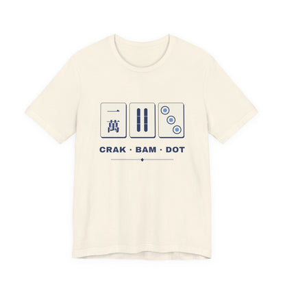 Crak Bam Dot Mahjong T-Shirt, American Mahjong Gift for Her, Blue White Mahjong Tile Tee, Game Night Shirt