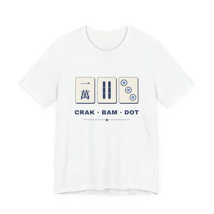 Crak Bam Dot Mahjong T-Shirt, American Mahjong Gift for Her, Blue White Mahjong Tile Tee, Game Night Shirt
