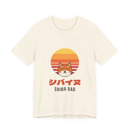 Shiba Dad Shirt, Retro Sunset Shiba Inu Tee, Japanese Katakana Dog T-Shirt, Shiba Owner Gift for Him