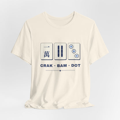 Crak Bam Dot Mahjong T-Shirt, American Mahjong Gift for Her, Blue White Mahjong Tile Tee, Game Night Shirt