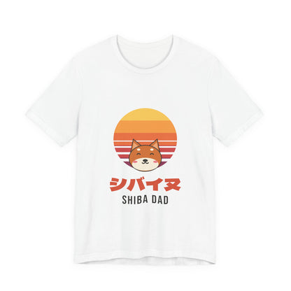 Shiba Dad Shirt, Retro Sunset Shiba Inu Tee, Japanese Katakana Dog T-Shirt, Shiba Owner Gift for Him