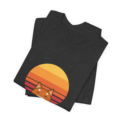 Shiba Dad Shirt, Retro Sunset Shiba Inu Tee, Japanese Katakana Dog T-Shirt, Shiba Owner Gift for Him