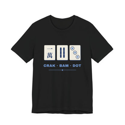 Crak Bam Dot Mahjong T-Shirt, American Mahjong Gift for Her, Blue White Mahjong Tile Tee, Game Night Shirt