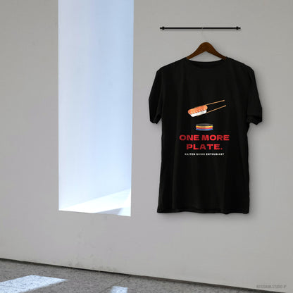 One More Plate Sushi Shirt, Funny Kaiten Sushi Tee, Salmon Nigiri Chopsticks Gift, Conveyor Belt Sushi Lover T-Shirt