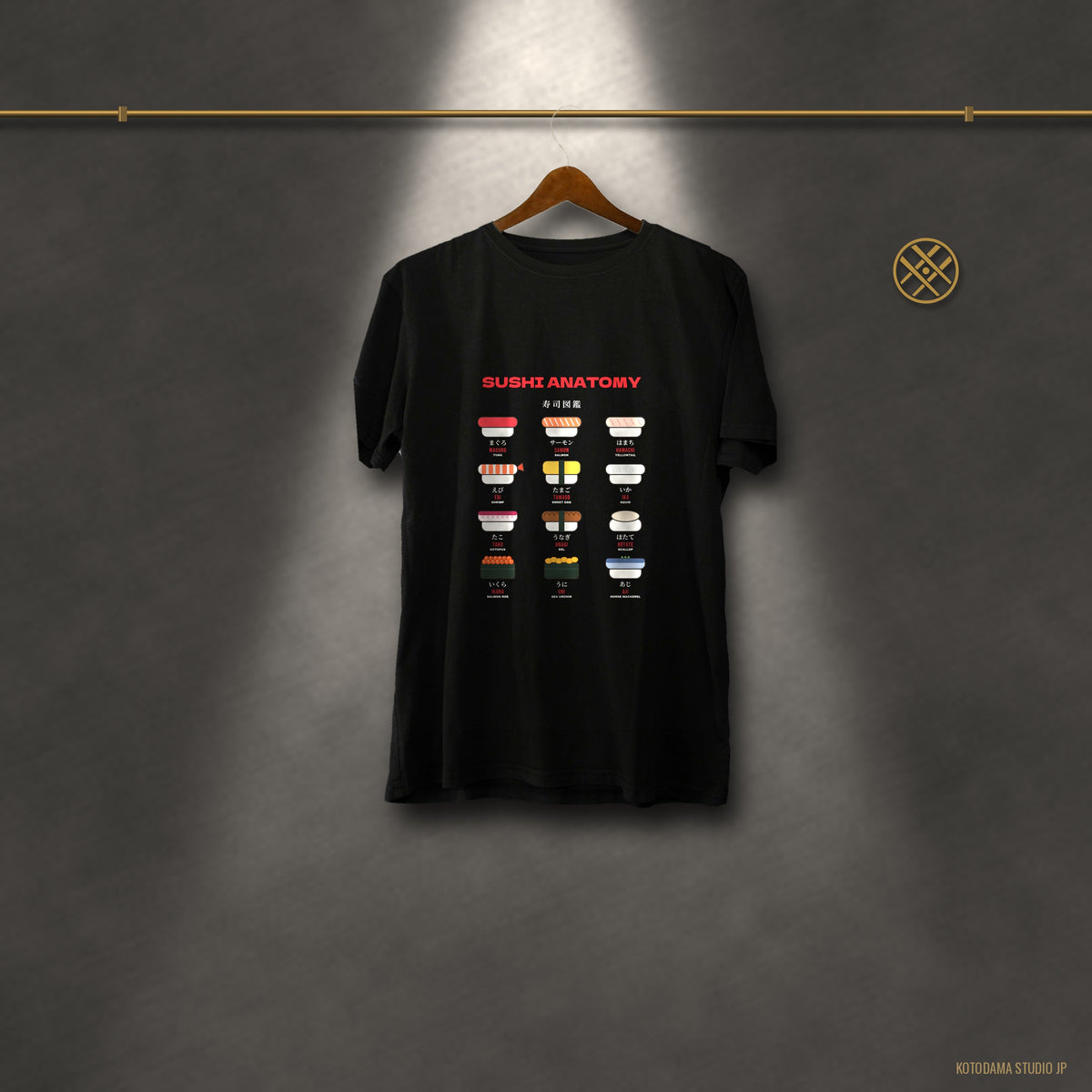 Sushi Anatomy Shirt, Japanese Sushi Chart Tee, Nigiri Guide T-Shirt, Sushi Lover Gift for Foodies