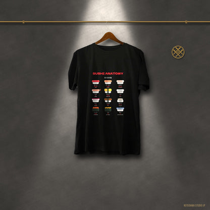 Sushi Anatomy Shirt, Japanese Sushi Chart Tee, Nigiri Guide T-Shirt, Sushi Lover Gift for Foodies