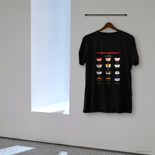 Sushi Anatomy Shirt, Japanese Sushi Chart Tee, Nigiri Guide T-Shirt, Sushi Lover Gift for Foodies